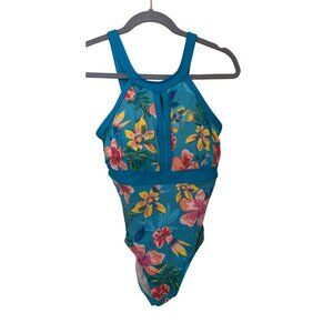 Lands End Girls Floral One-Piece Swimsuit 4 DDD Vacation Resort Beach Cruise